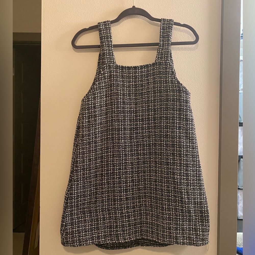 Black and white tweed overall dress